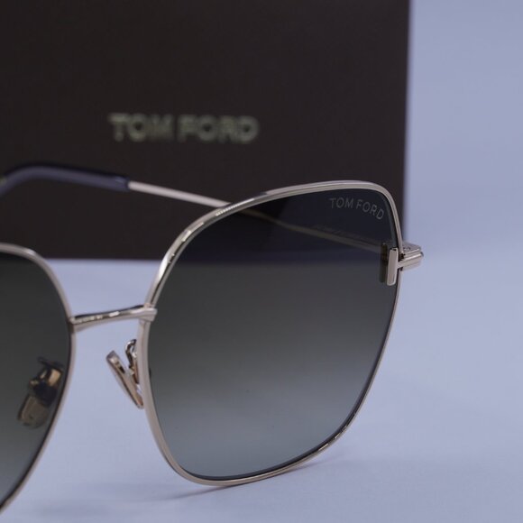 Tom Ford FT1250-K 28F Sunglasses Shiny Rose Gold Square Frame, Brown Lenses - Picture 4 of 9